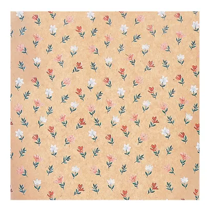 Бумага упаковочная 70*100см "Цветочки" крафт, инд.уп. - фото 2