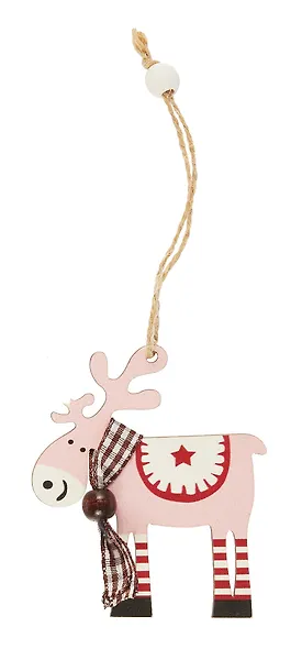 Новогоднее подвесное украшение Олень с шарфом (дерево) (8х10см) (12-06942-NY-1) - фото 1