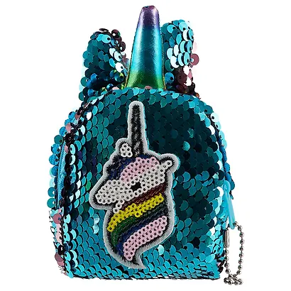 Сумочка-рюкзачок на молнии с пайетками Единорог с рогом (10 см) (текстиль) - фото 2