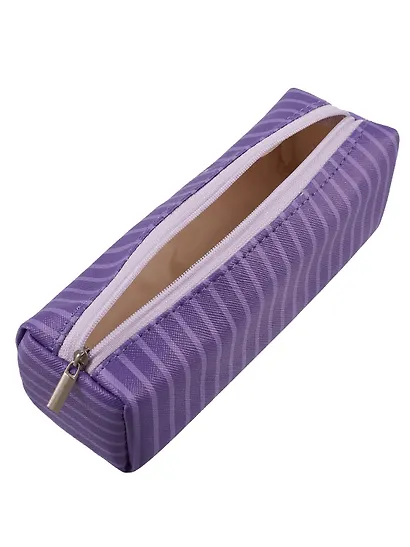 Пенал-косметичка на молнии, из ткани, с подкладкой "Lavender", темно-сиреневый в полоску, Yoi - фото 8