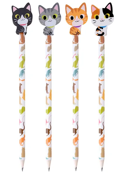 Карандаш School Tools, "Кот", чернографитный HB с ластиком, в ассортименте - фото 1
