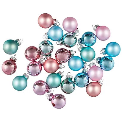 Набор маленьких елочных шариков в тубусе (пастель) (стекло) (2,5 см) (24 шт) - фото 2