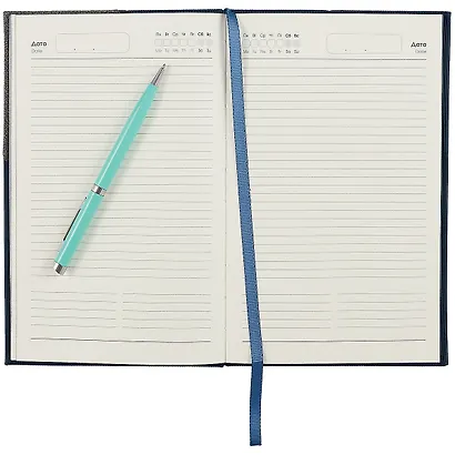 Ежедневник недат. А5 136л "Argument" синий, иск.кожа, тв.переплет, тонир.блок, ляссе - фото 3