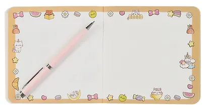 Записная книжка 130*130 32л кл. "Kawaii Vibe (желтый, котики)" карт.обл., мат.ламинация, выб.лак, наклейки - фото 5