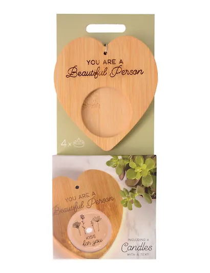 Набор чайных свечей с подсвечником Сердце Beautiful person (4 штуки) - фото 1
