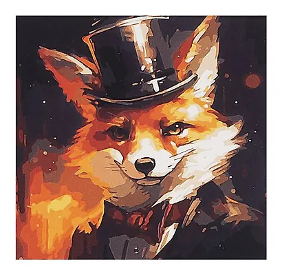 Холст с красками по номерам в коробке. "Стильные животные" Интеллигентный лис 30х30, 20 цветов - фото 1