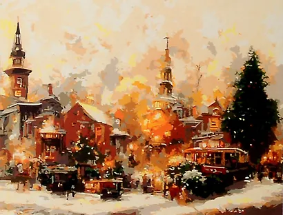 Холст с красками по номерам "Новогодняя суета", 40 х 50 см - фото 1