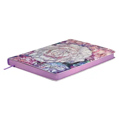 Ежедневник недат.  А6+ 120л 126х174 "Наппа" ПИОНЫ, иск.кожа, мягкий переплет, тиснение фольгой, офсет, ляссе - фото 2