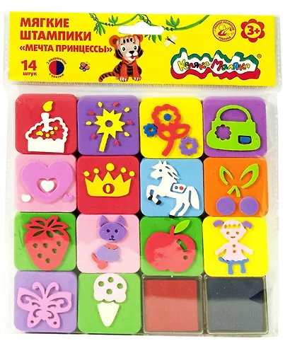 Штампики мягкие из ЭВА, Мечты принцессы, 14 штампов + 2 подушечки с чернилами - фото 1
