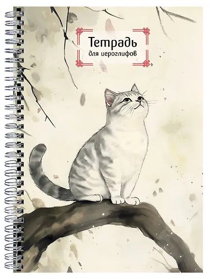Тетрадь для иероглифов на пружине (Игривый котик) - фото 3