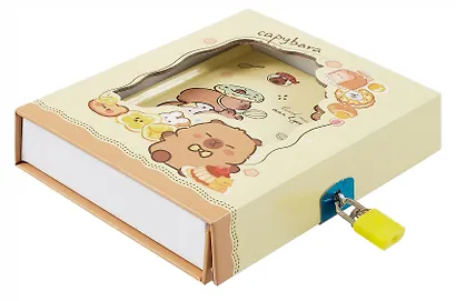 Записная книжка А6+ 46л лин. "Yummy Capybara" карт.коробка с замочком, ассорти - фото 8