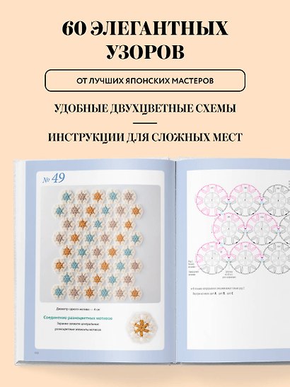 Японское непрерывное вязание крючком. 60 эффектных мотивов и 5 красивых проектов (мягкая обложка) - фото 5