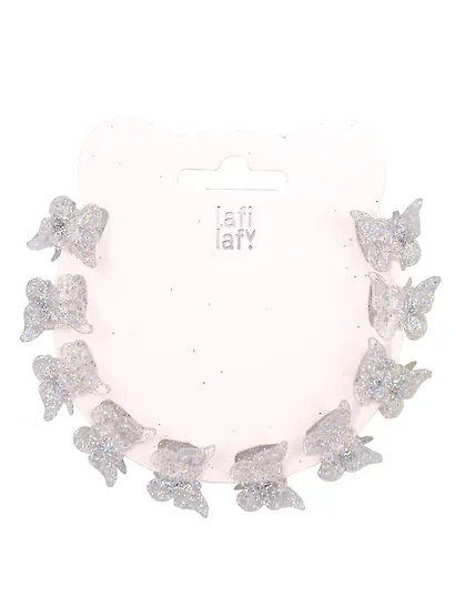 Набор заколок-крабиков mini Бабочки (белые перламутровые оттенки) (10 штук) (1,5 см), Lafilaf - фото 2