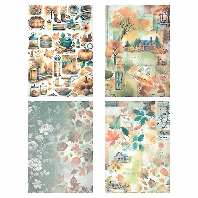 Бумага для скрапбукинга 15х21 см "Осень", двусторонняя, 12 листов, 240 г/м2 - фото 6