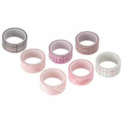 Клейкие WASHI-ленты д/декора Оттенки розового, 15мм*3м, 7цв, рисовая бумага, ОСТРОВ СОКРОВИЩ, 661704 - фото 3