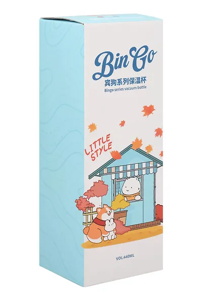 Термобутылка «Корги и котик с книжкой» (пластик/металл) (440мл) - фото 4