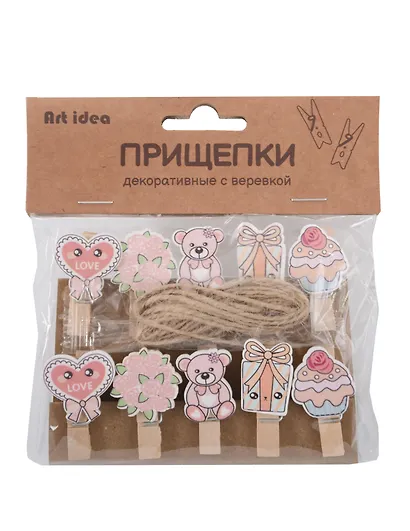 Прищепки декоративные с веревкой Праздник (10шт) - фото 5
