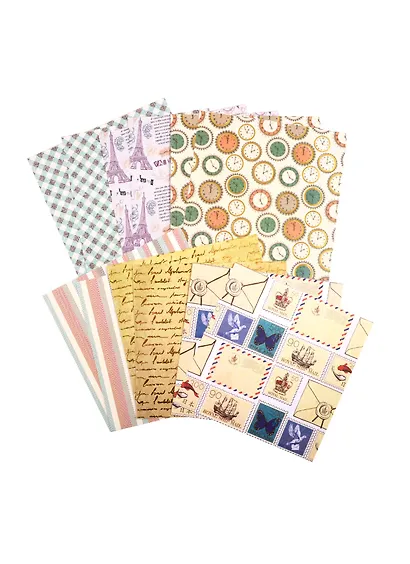Цветная WASHI-бумага для декора Винтаж, 15х15 см, 12 листов, 6 дизайнов, рисовая бумага, Остров сокровищ - фото 5