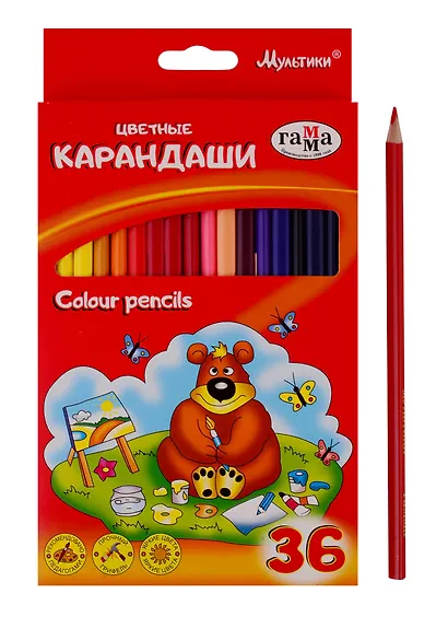 Карандаши цветные Гамма, "Мультики", 36 цветов - фото 3