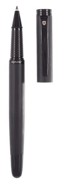 Ручка подарочная шариковая синяя "Obsidian", черный корпус, Schiller - фото 5