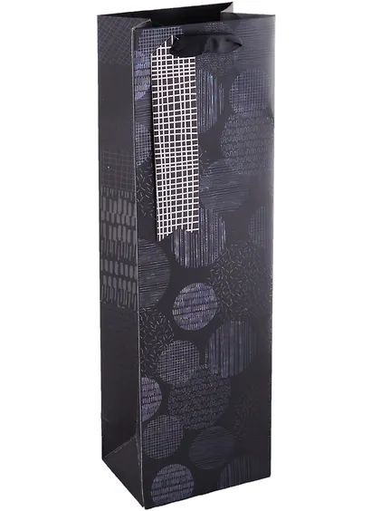 Пакет бутылочный 39*12*9 "Bag for bottle" бум., мат.пленка, тиснение, тег с тиснением - фото 1