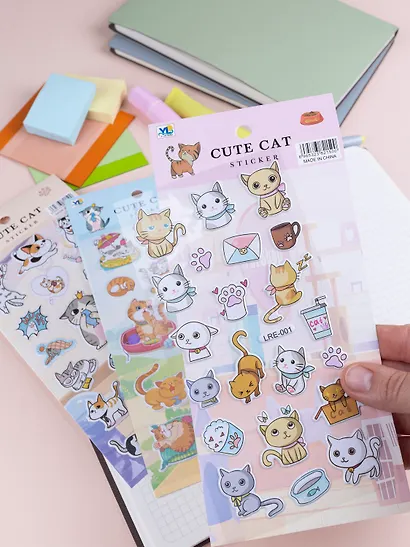 Набор Наклейки зефирные Забавные  Котята (11-21285-8500) (упаковка)+Наклейки зефирные Котята (11-21285-7928) (упаковка)+Наклейки зефирные Серые Котята (11-21285-7929) (упаковка) - фото 2