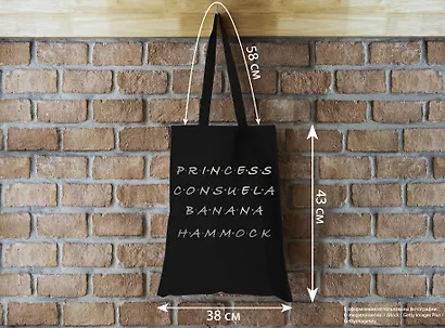 Сумка-шоппер. Friends. Princess Consuela Banana-Hammock (черная, 38х42 см, длина ручек 58 см) - фото 4