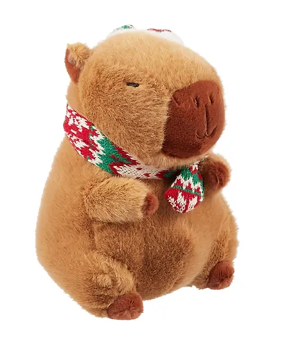 Мягкая игрушка Капибара в новогоднем колпачке и шарфе (23см) (12-Shendang-CR03) - фото 3