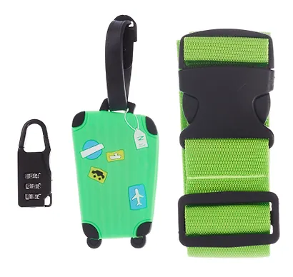 Travel набор Бирка, замочек и ремень для багажа (зеленый) (12-travel22-B3) - фото 3