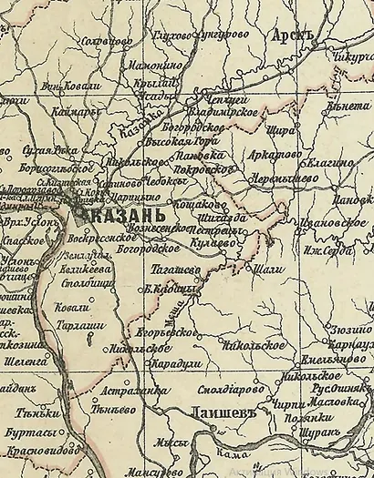Карта-ретро Казанской губернии, состояние на 1895 г., в картонном тубусе с подвесом - фото 2