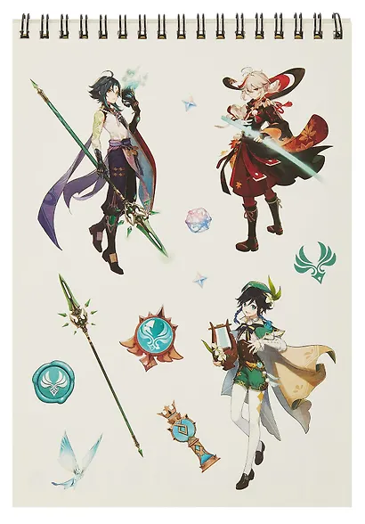 Геншин. Творческий блокнот cо стикерами A5. Нежная Фурина - фото 4