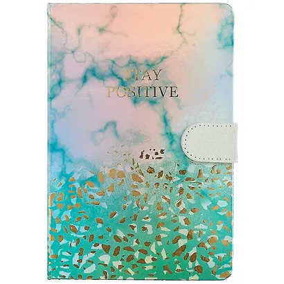 Блокнот с магнитной застежкой Мрамор Stay positive (голография, золото) - фото 1