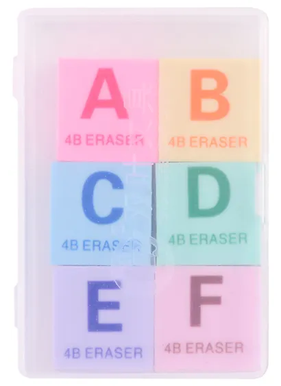 Набор ластиков (6шт) в "Алфавит", ПВХ бокс - фото 1