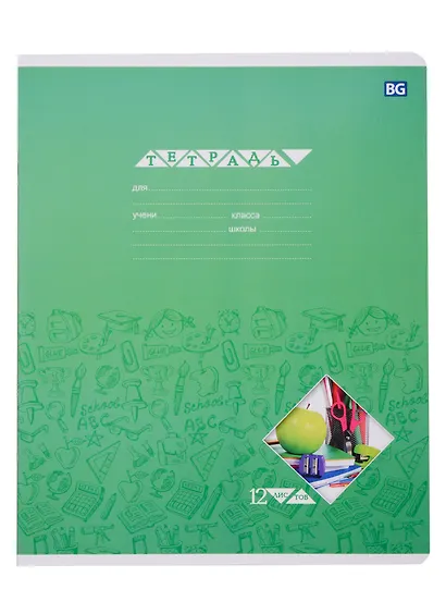 Тетрадь в крупную клетку BG, "Снова в школу", 12 листов, в ассортименте - фото 1