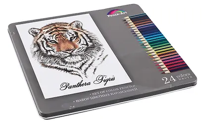Карандаши цветные Феникс+, "Тигр", 24 цвета - фото 3