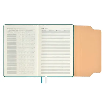 Ежедневник недат. А5 160л "Лейкер" зеленый, белый, бежевый, кожзам, тв.переплет, тиснение фольгой, карман, магн.клапан, офсет, ляссе - фото 7