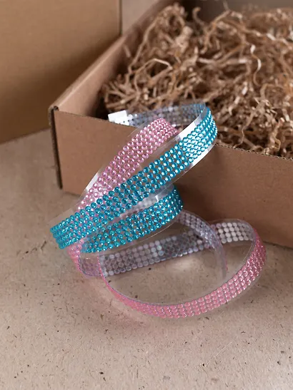 Набор Лента клейкая декоративная со стразами 50смх1,8см Голубая (11-22881-7732) (упаковка)+Лента клейкая декоративная со стразами 50смх1,8см Розовая (11-22881-7730) (упаковка) - фото 12