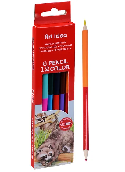 Карандаши цветные Art idea, двухсторонние 12 цветов 6 штук - фото 3