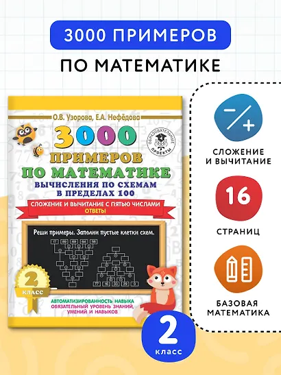 3000 примеров по математике. Вычисления по схемам в пределах 100. Сложение и вычитание с пятью числами. Ответы. 2 класс - фото 3
