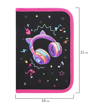 Пенал 1 отделение "Headphones" с наполнением, 21*14 см, 24 предмета - фото 7