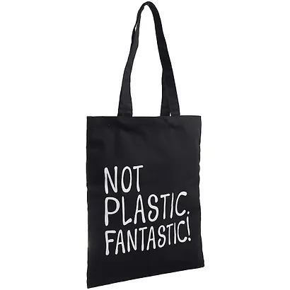 Сумка-шоппер Not Plastic. Fantastic! черная, текстиль, 40см.*32см., с 2 ручками - фото 2