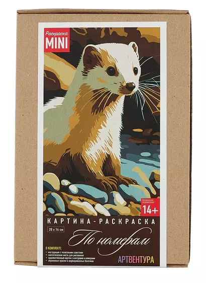 Картина-раскраска по номерам Mini Хорёк (14+) (20х14) (коробка) - фото 1