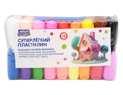 Суперлёгкий пластилин (масса для лепки), 18 цветов по 13 г, пластиковые стеки 3 шт в комплекте, ОПП-упаковка - фото 1