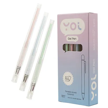 Ручки гелевые синие 12 штук "Caramel" 0,7 мм, в ассортименте, Yoi - фото 6