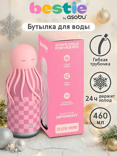 Бутылка для холодных и горячих напитков Asobu Bestie Медуза (460 мл) (69759) - фото 3