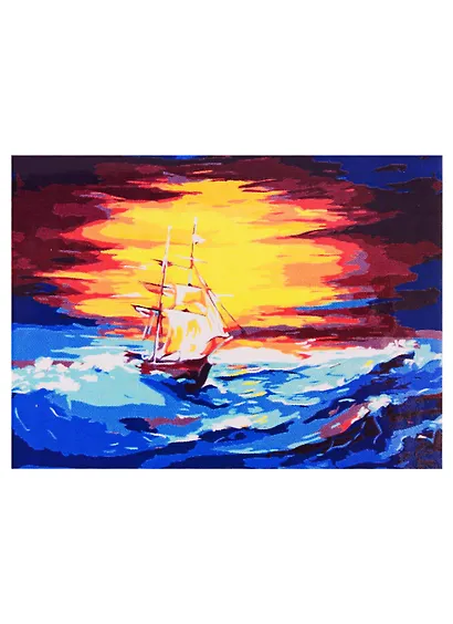 Холст с красками по номерам 22х30см ТМ Рыжий кот Корабль на лазурных волнах HS333 - фото 1