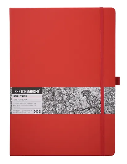 Скетчбук 21*29.7 80л "Sketchmarker" красный, 140г/м2, слоновая кость, тв.обл - фото 1
