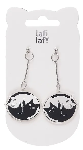 Сережки Котики Инь-Ян (акрил) (12-00626-EA15) (Lafilaf) - фото 2