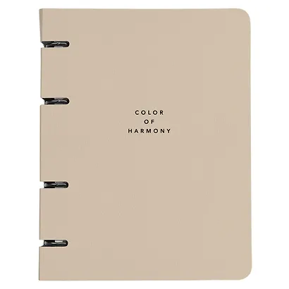 Тетрадь 120л кл. "Block", бежевый, на кольцах, мел.картон, микротекстурирование, ламинация - фото 1