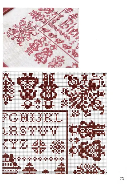 Французская вышивка крестом. Красные монохромы Изабель Вотье - фото 4